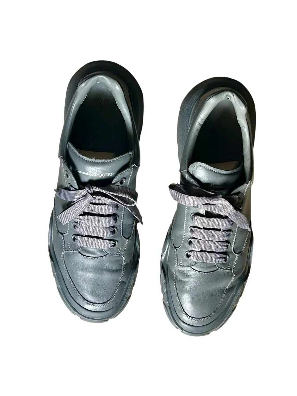 Alexander McQueen Court Trainer Leather Sneaker “Lead  Pencil” Gray Low Top 46 1